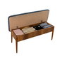 Hanah Home Vina 1048 - Juego de mesa extensible, sillas y banco en Nogal y Azul Oscuro